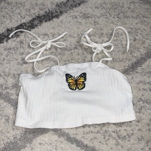 White butterfly SHEIN top